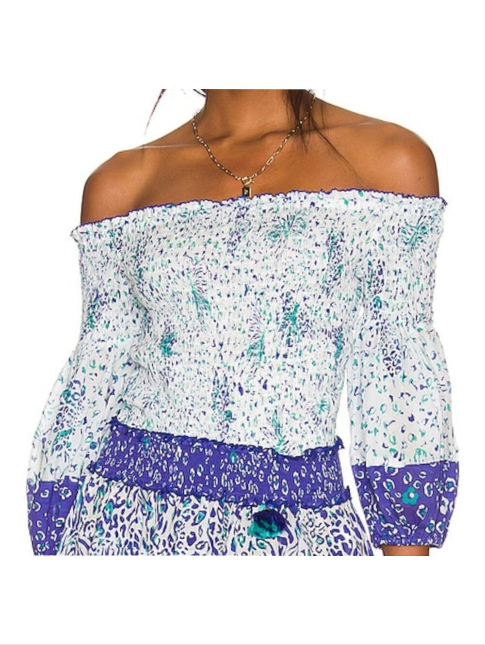 Poupette St. Barth Ariel Smocked Top In Blue San Tropez